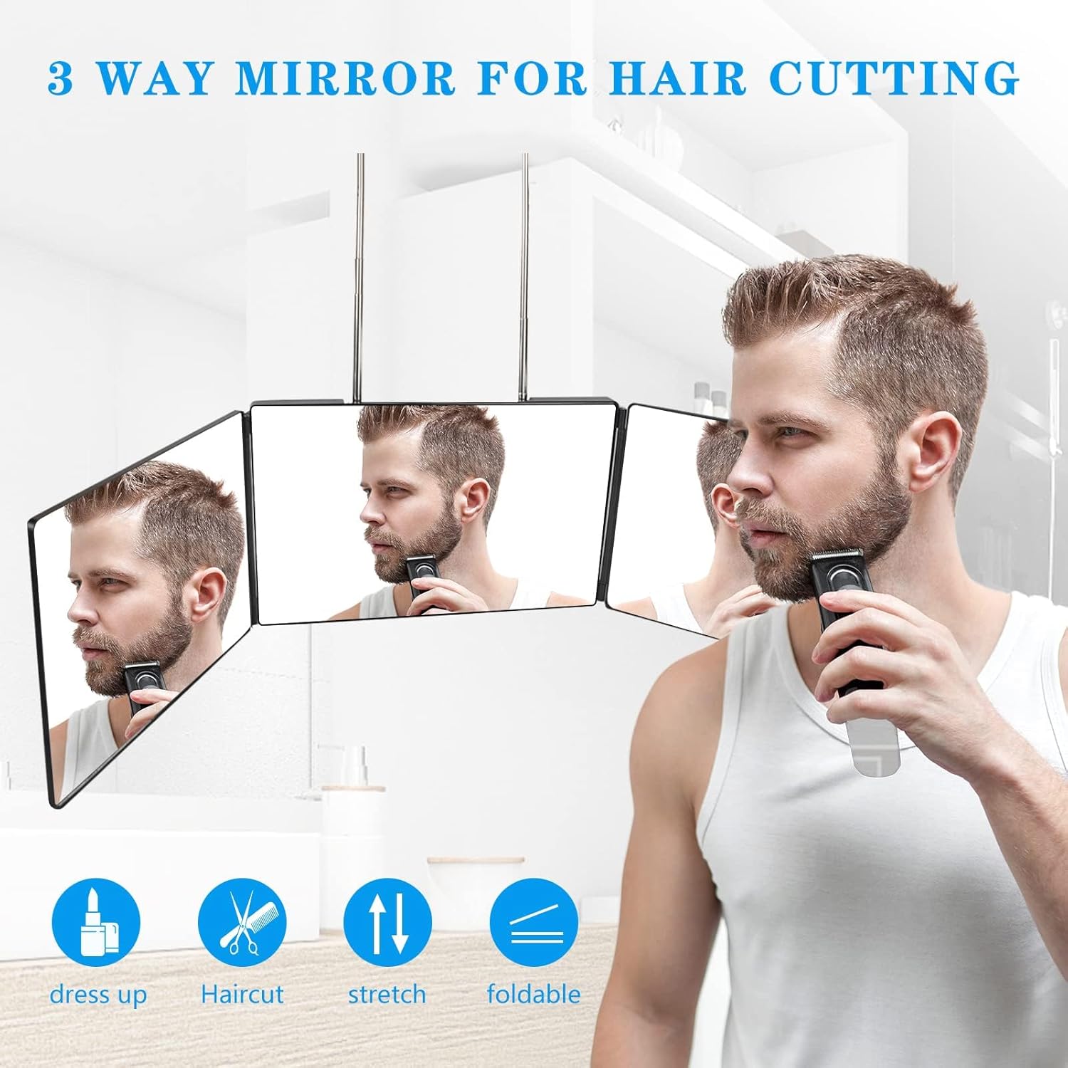 JANMPASK 3 Way Mirror with Adjustable Height