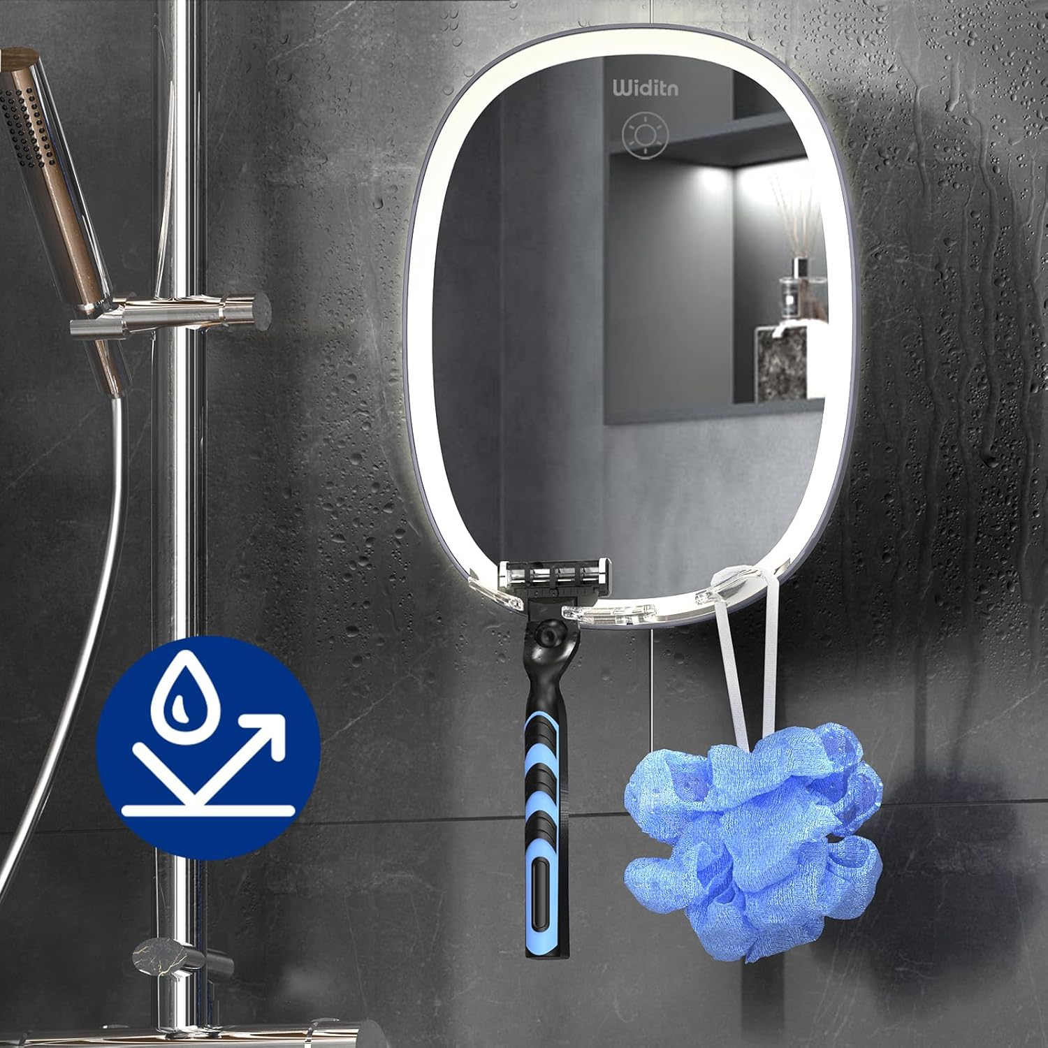 Fogless LED Shower Mirror with Adjustment