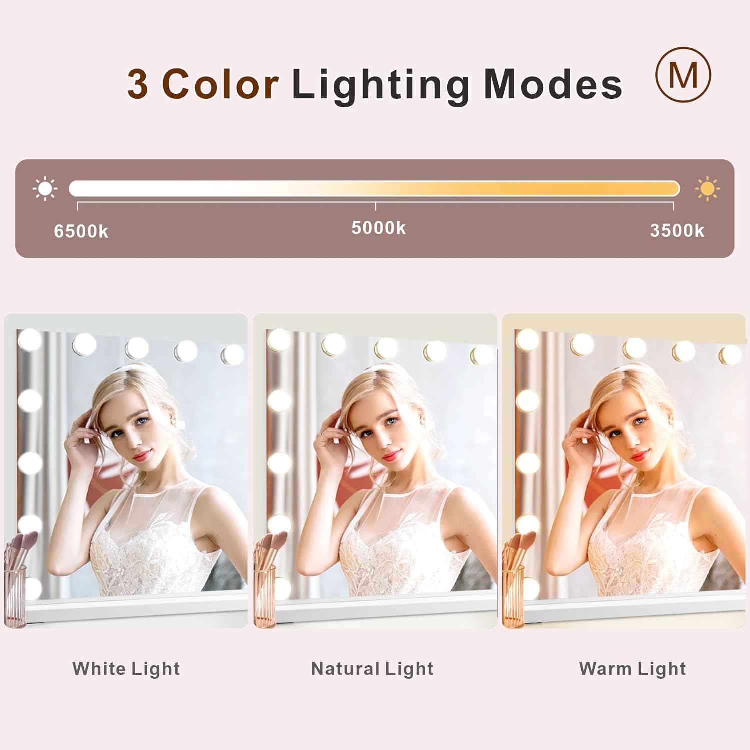 10x Magnification Makeup Mirror with 3 Lighting Modes