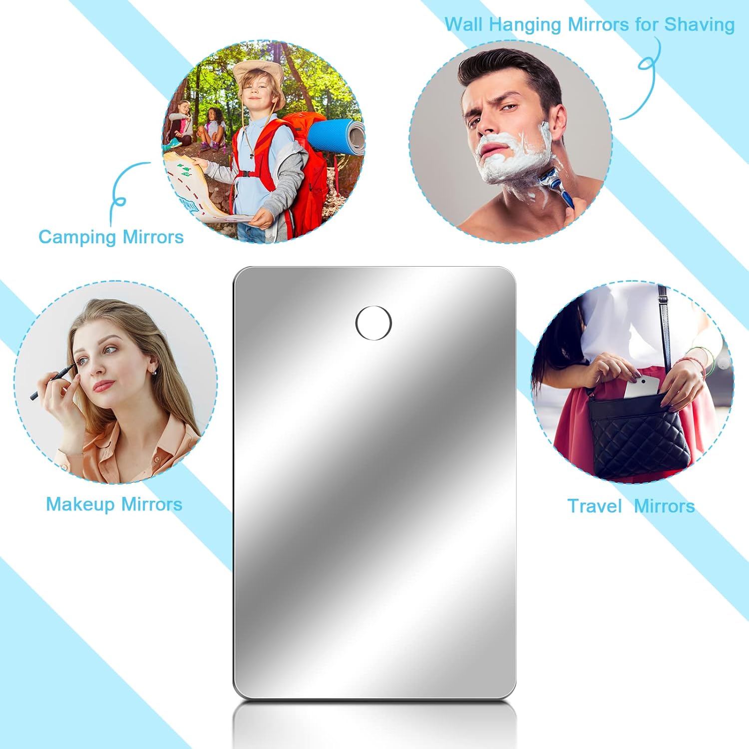 10-Piece Featherweight Camping Mirrors Shatterproof Compact