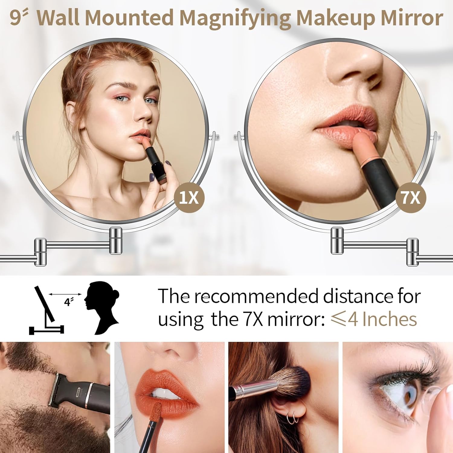 Versatile 7X Magnifying Mirror for Makeup and Shaving