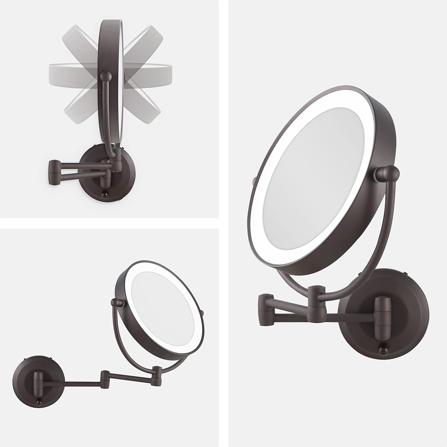 Zadro 10X1X LED Wall Mounted Makeup Mirror Oil-Rubbed Bronze