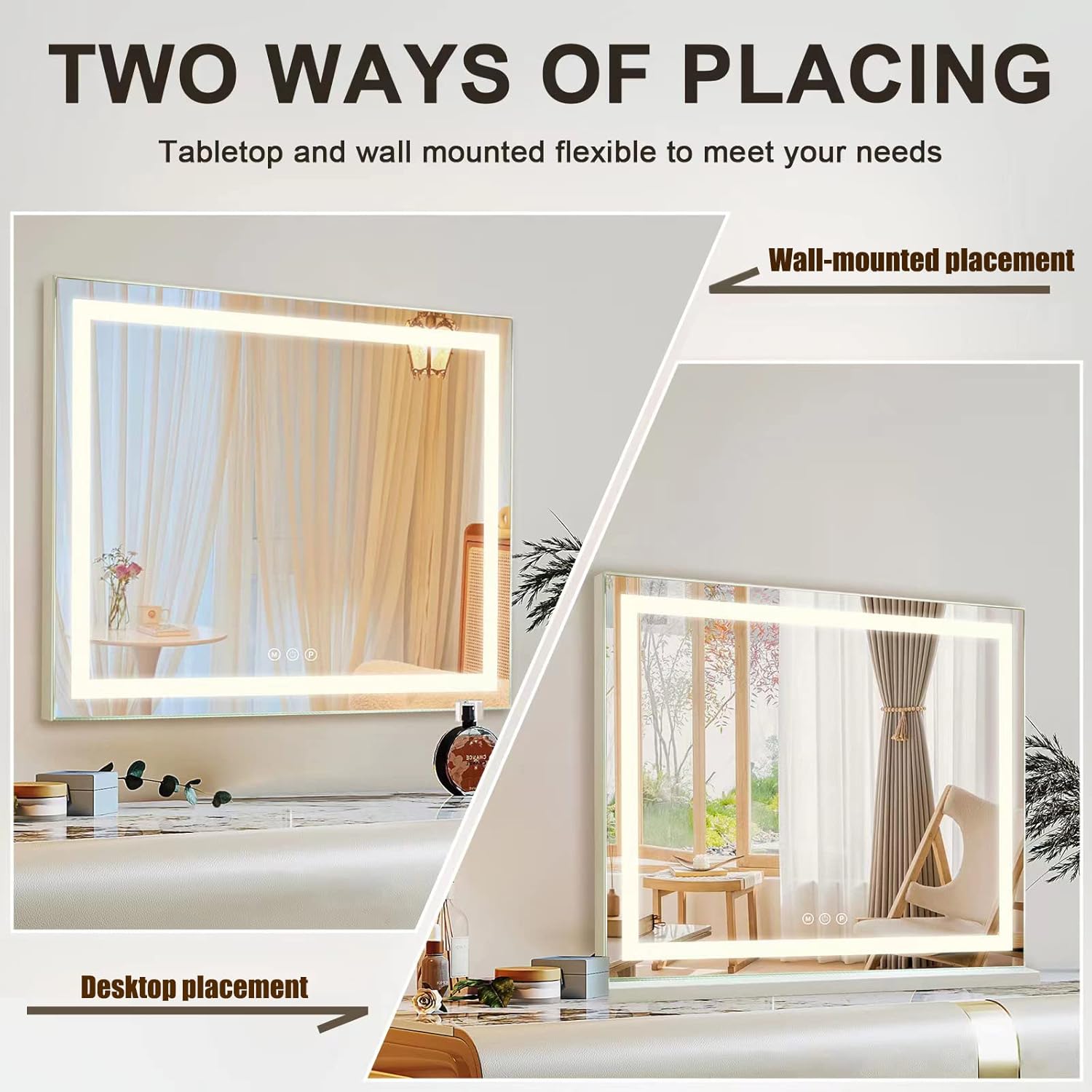 Elegant Vanity Mirror with 3 Modes and Adjustable Brightness