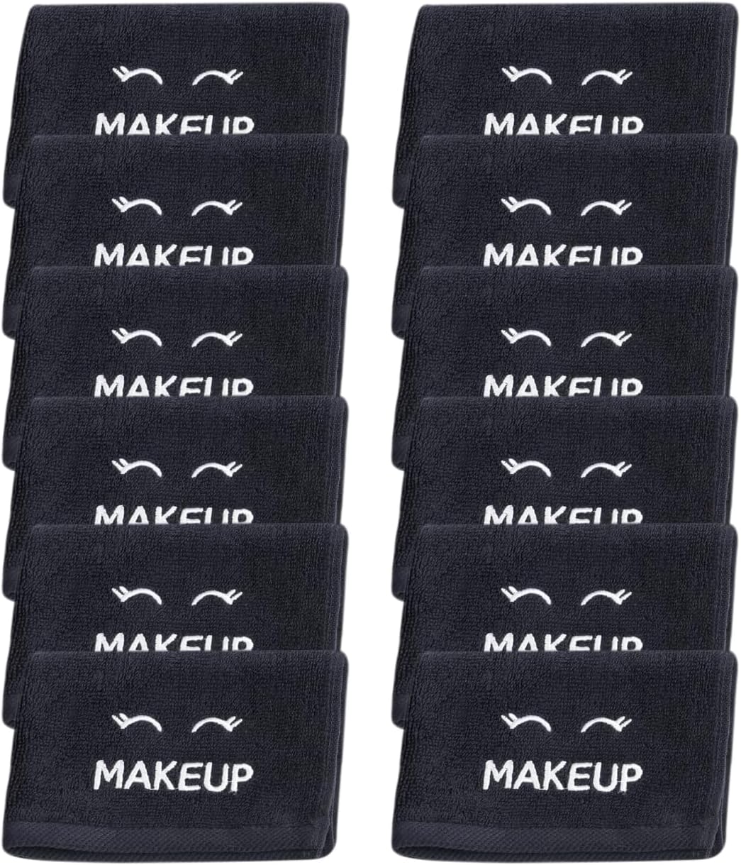 White Classic Bleach Safe Black Makeup Washcloths