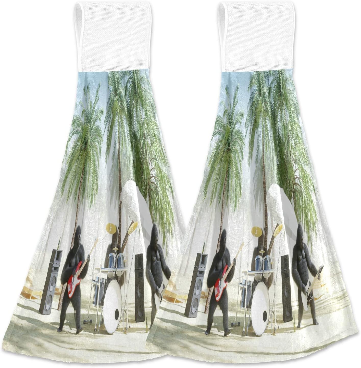 Funny 3D Gorillas Monkeys Kitchen Hand Towels