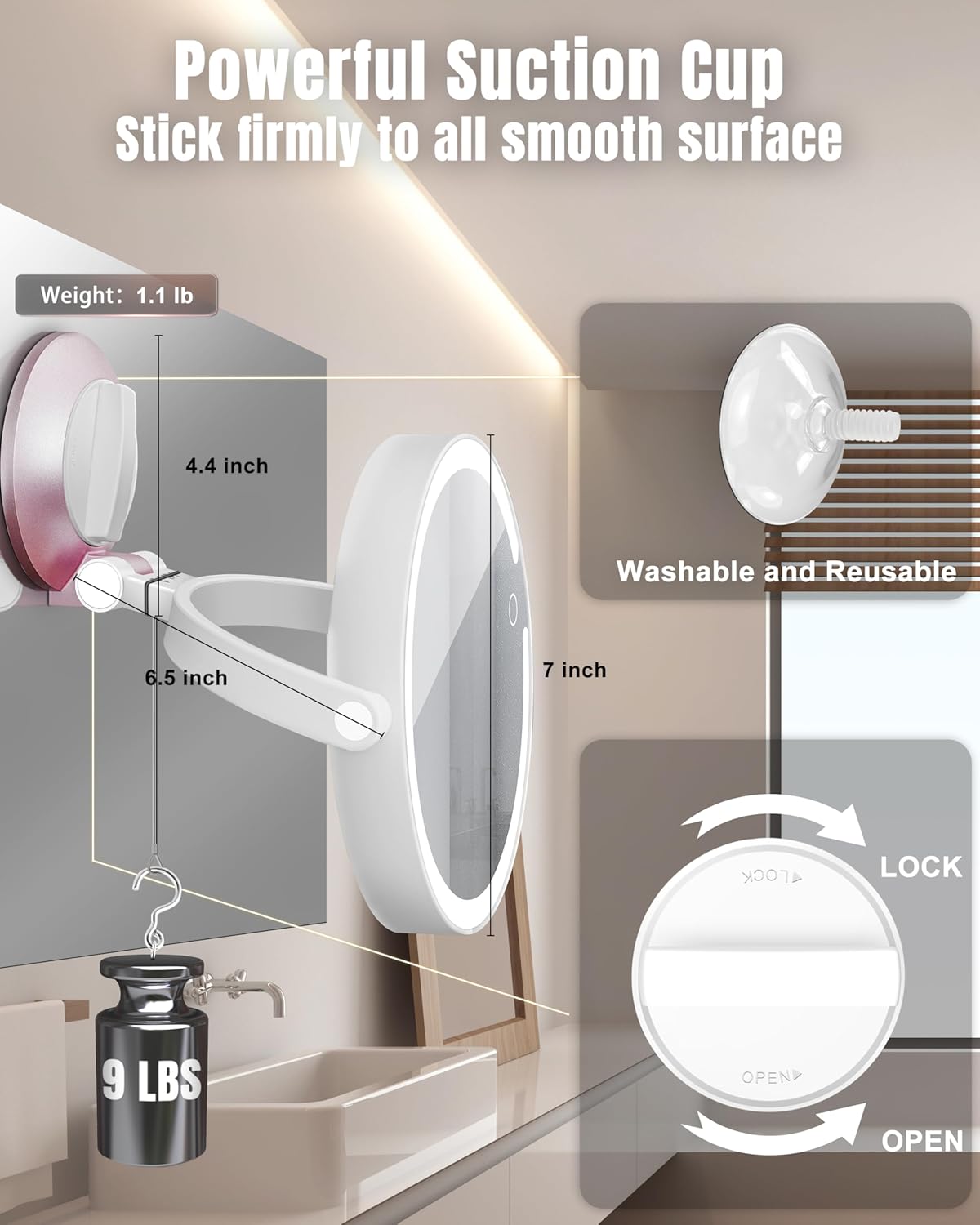 15X Wall-Mounted Magnifying Makeup Mirror