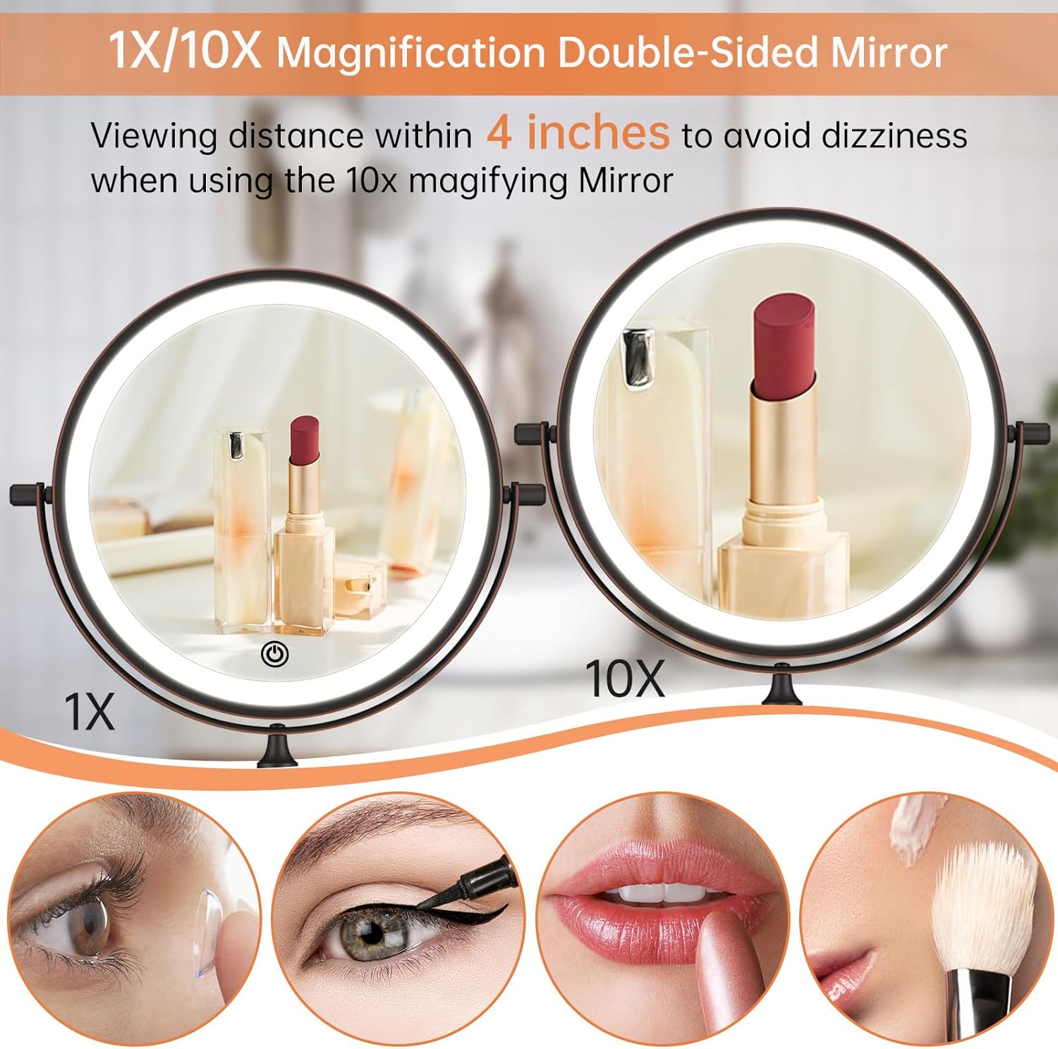 FUNTOUCH Wall Mounted Lighted Makeup Vanity Mirror