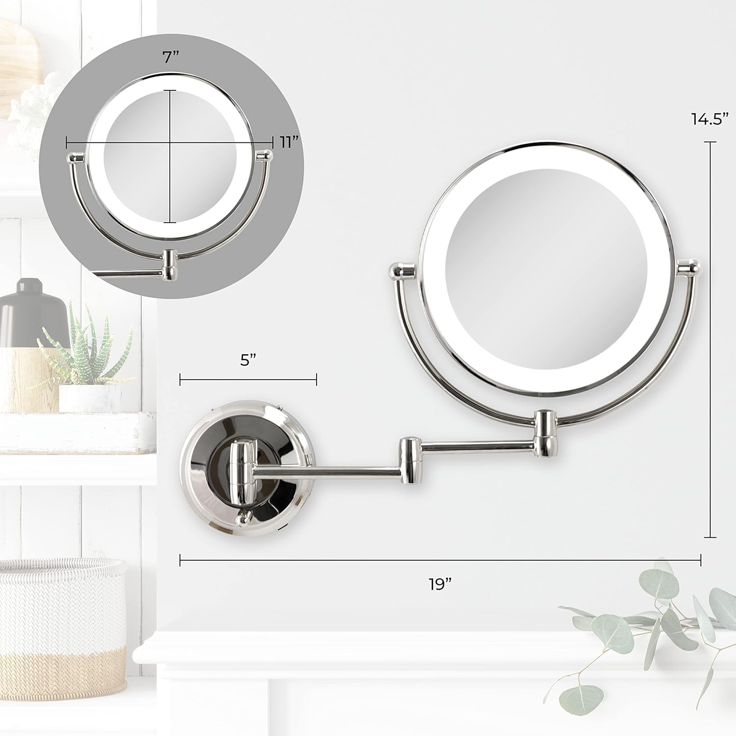 Zadro 11 LED Wall-Mounted Makeup Mirror