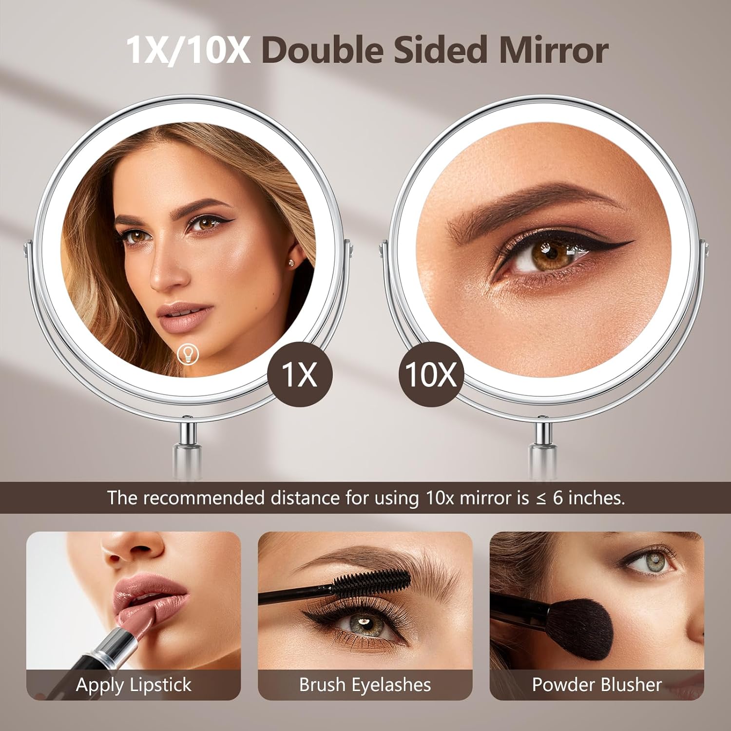 10x Adjustable Makeup Mirror with 360 Rotation