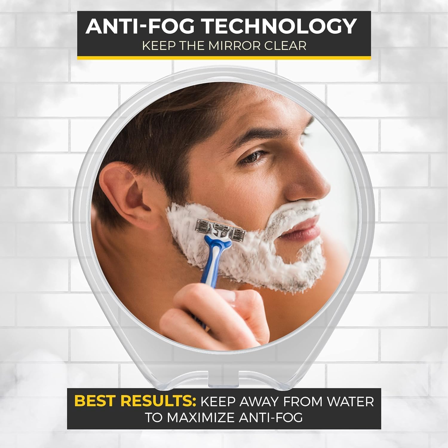 HoneyBull Fogless Shower Mirror - Compact