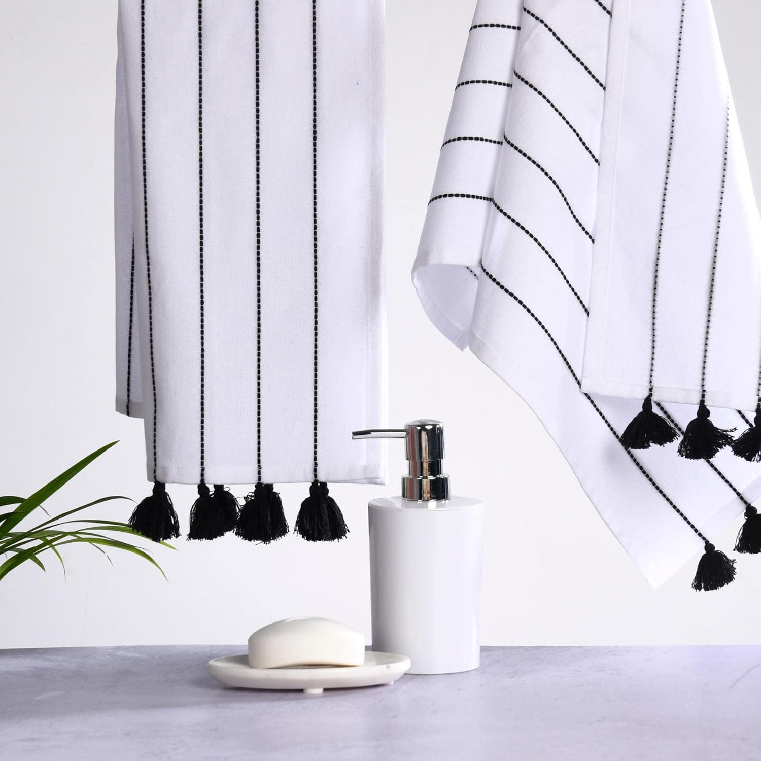 Folkulture Boho Hand Towels with Tassels Set of 2 1