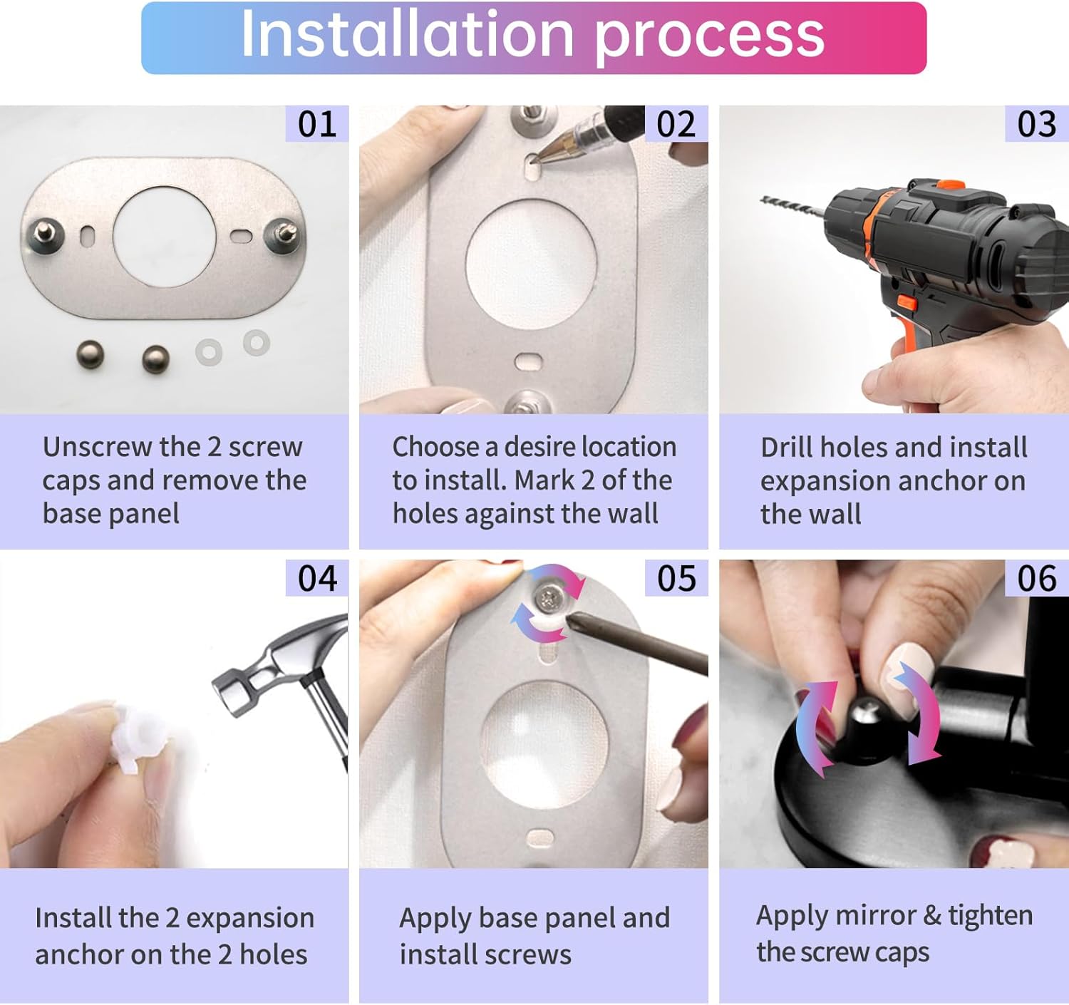 FUNTOUCH Wall Mounted Makeup Vanity Mirror Dual Magnification