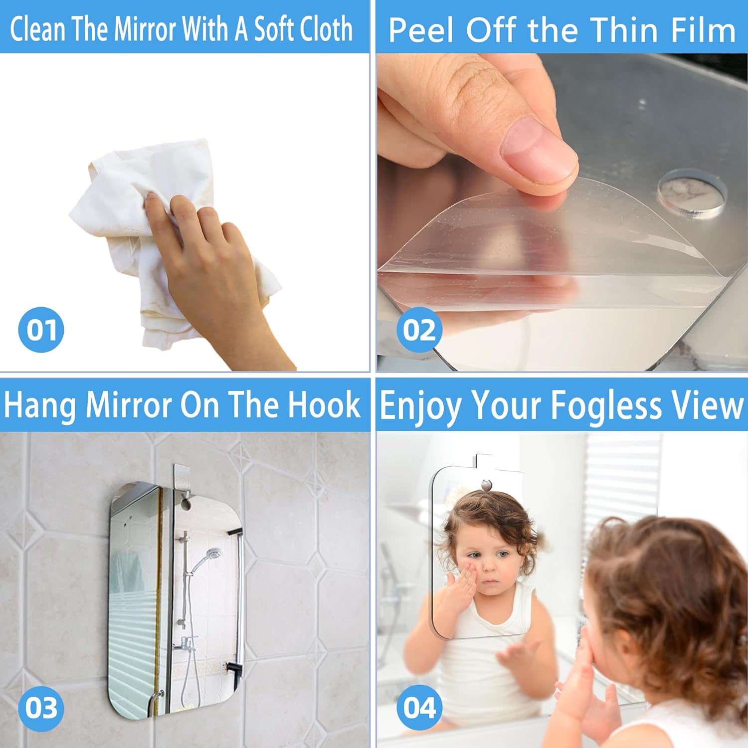 Canhard Fogless Shower Mirror 6x8 Inch Unbreakable