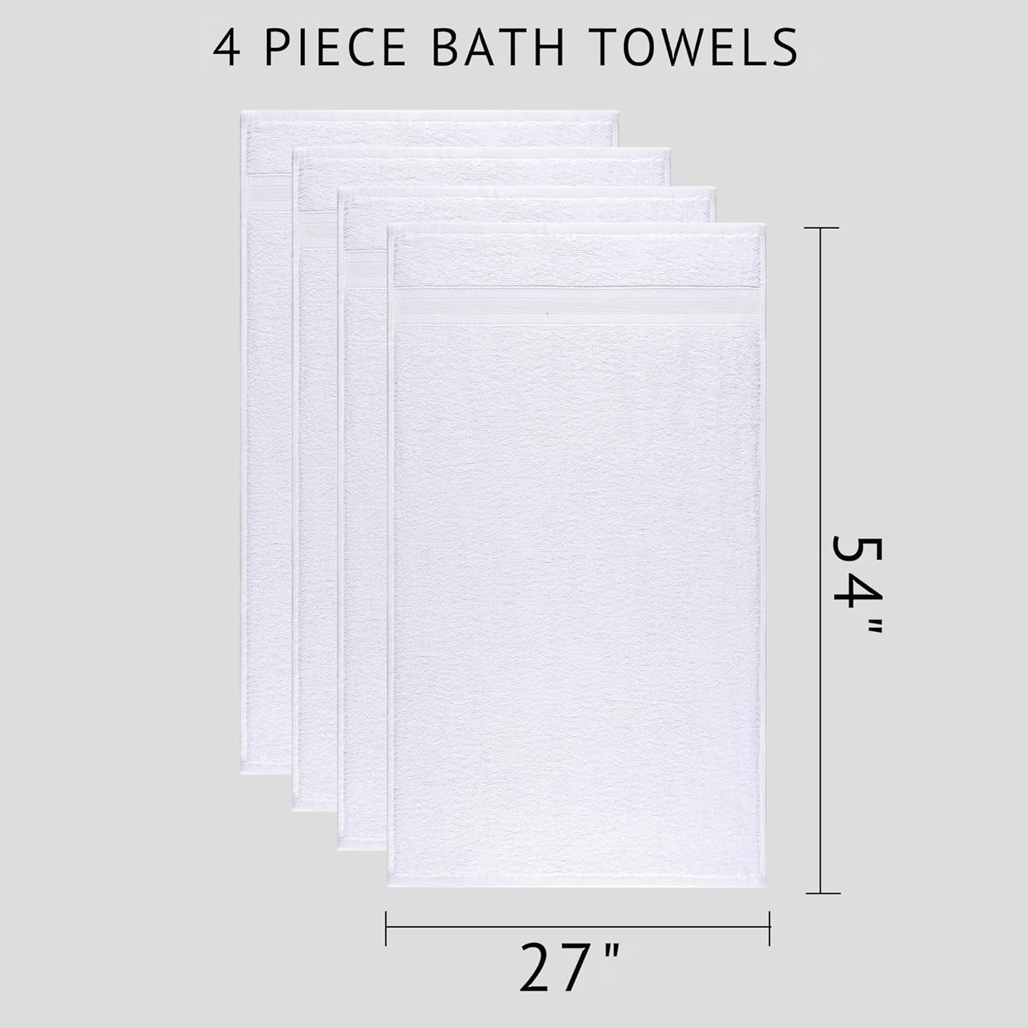 Quick-Dry Soft 4-Piece 27x54 Cotton Bath Towels Set