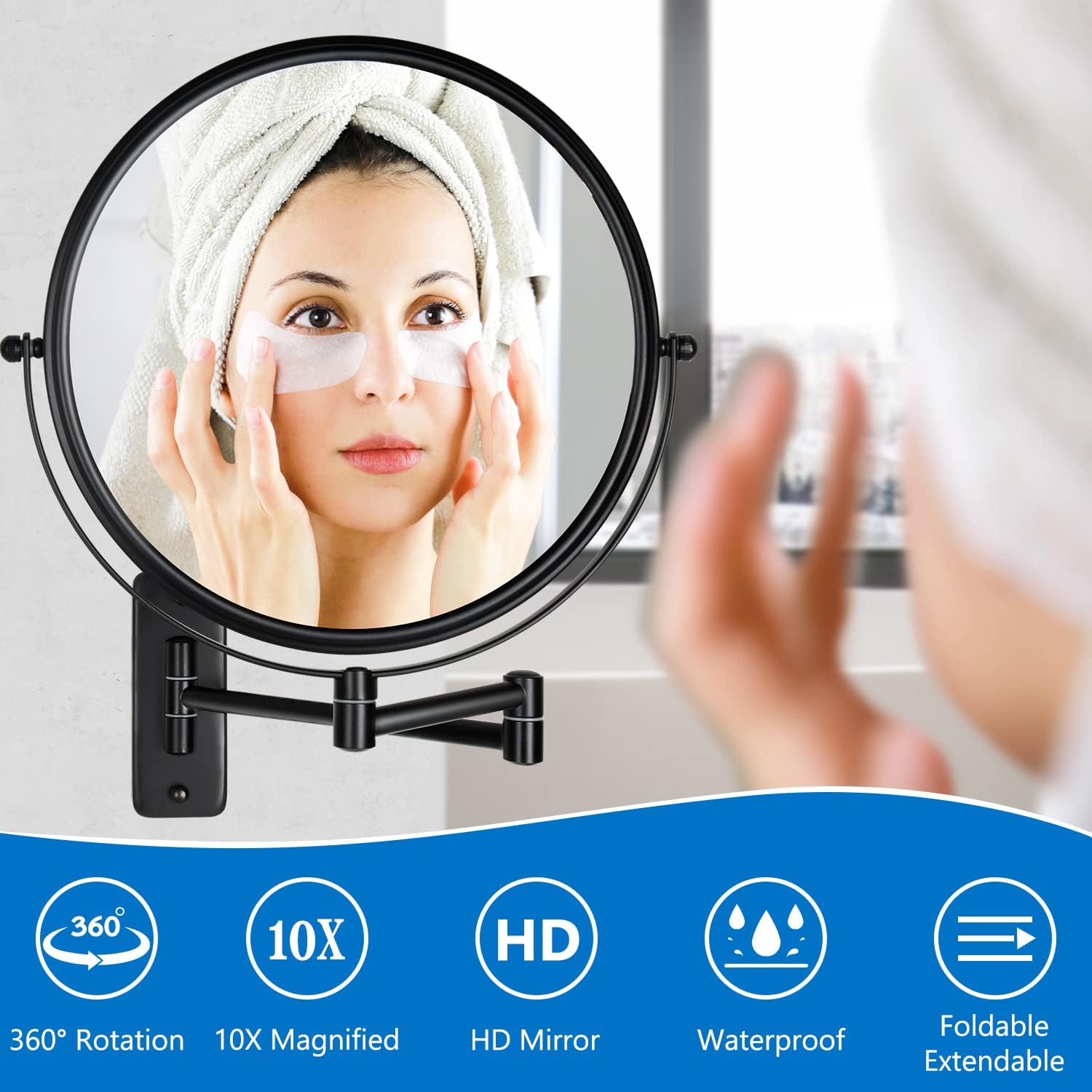 CLUS Wall-Mounted Double Sided 10X Makeup Mirror