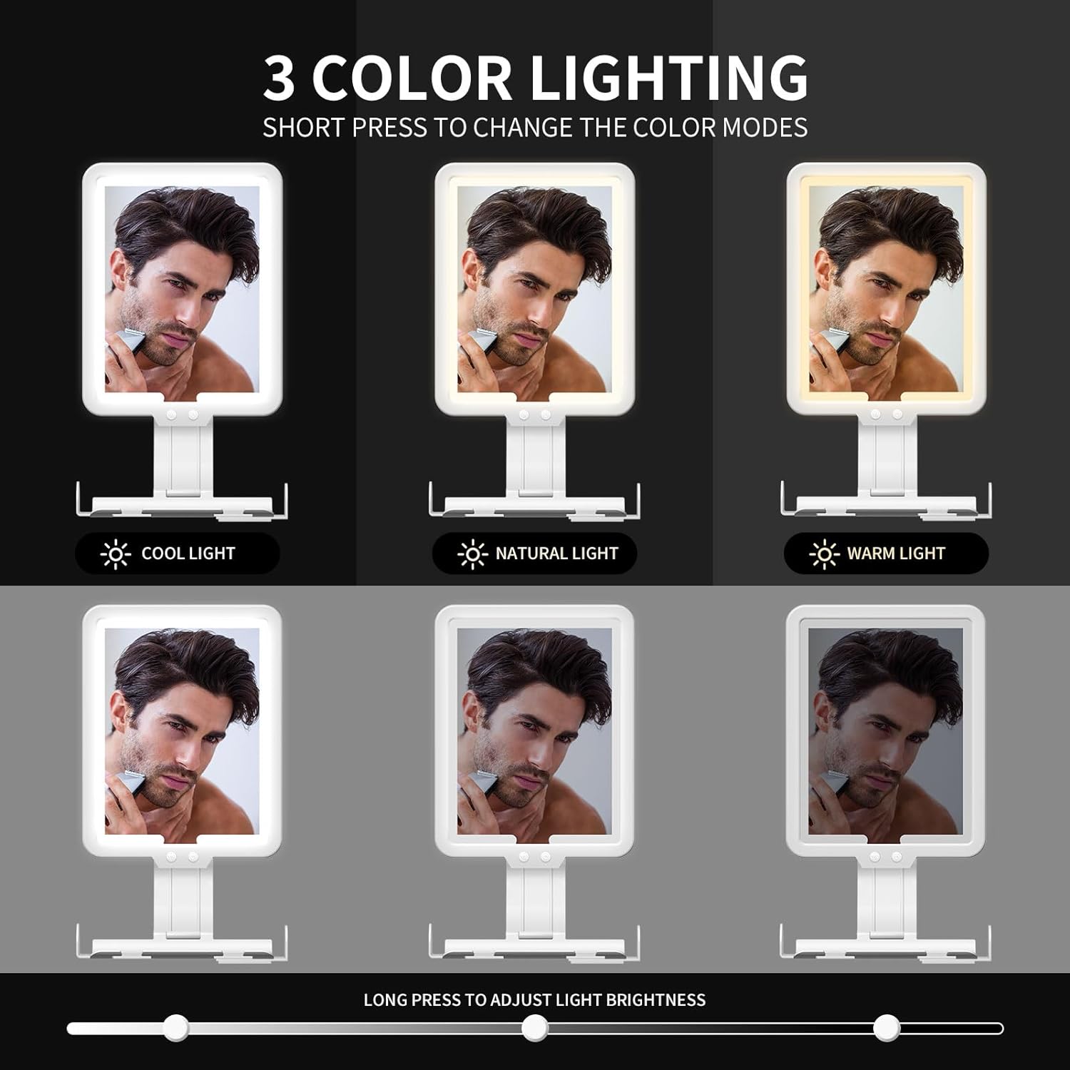 Lighted Anti-Fog Shower Mirror for Shaving - 3-in-1 Modes