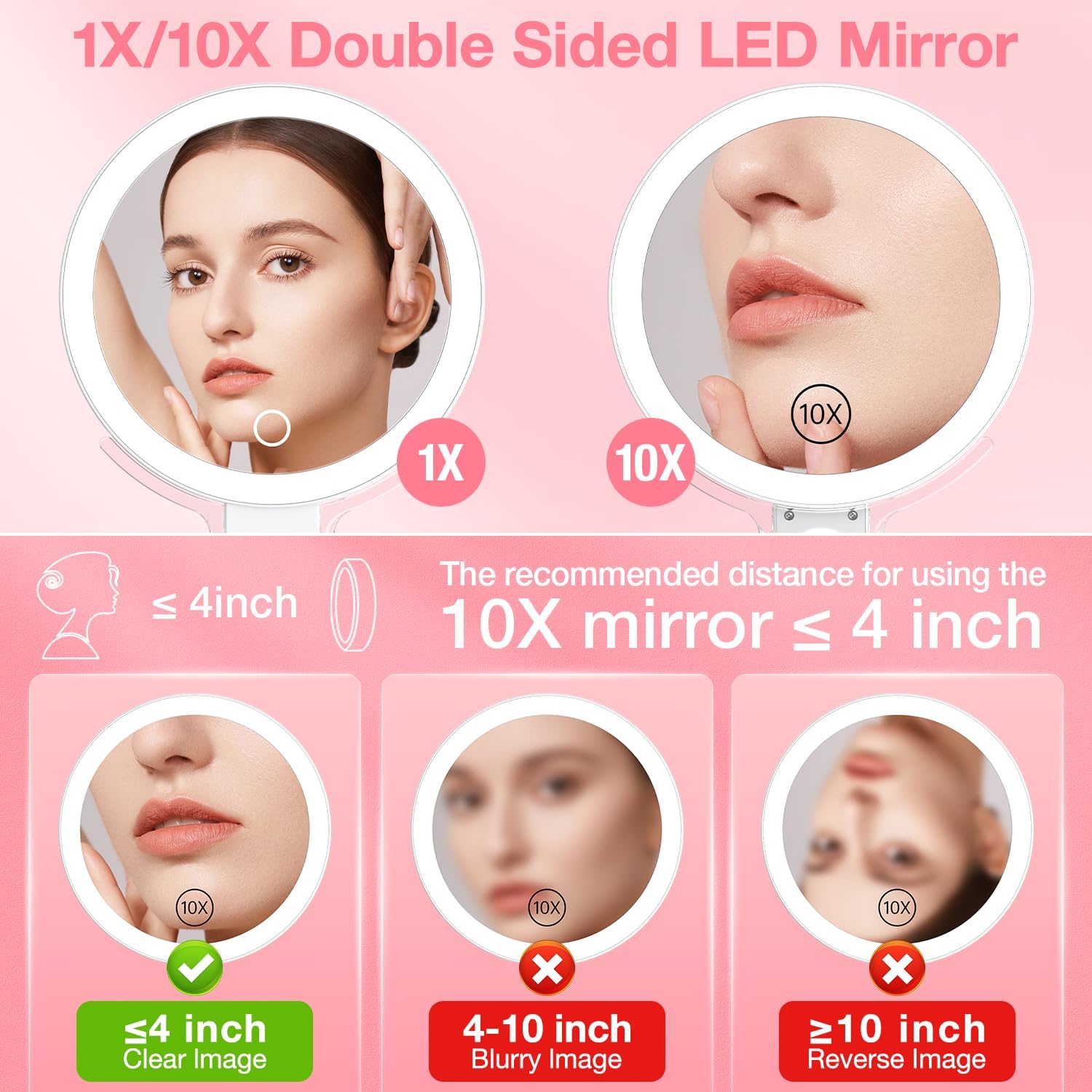 Benbilry Travel Makeup Mirror with 10X Magnification