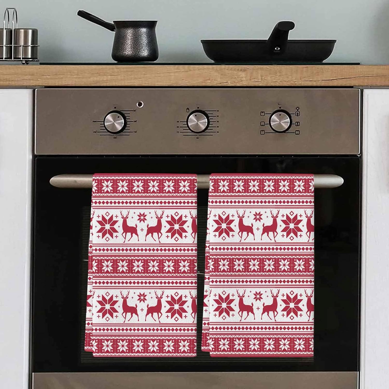 Durable 18x28 inch Kitchen Towel Red ChristmasReusable Soft-absorbent
