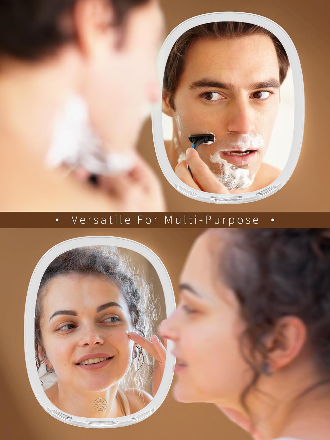 Fogless Wipe-Free LED Shower Mirror for Shaving