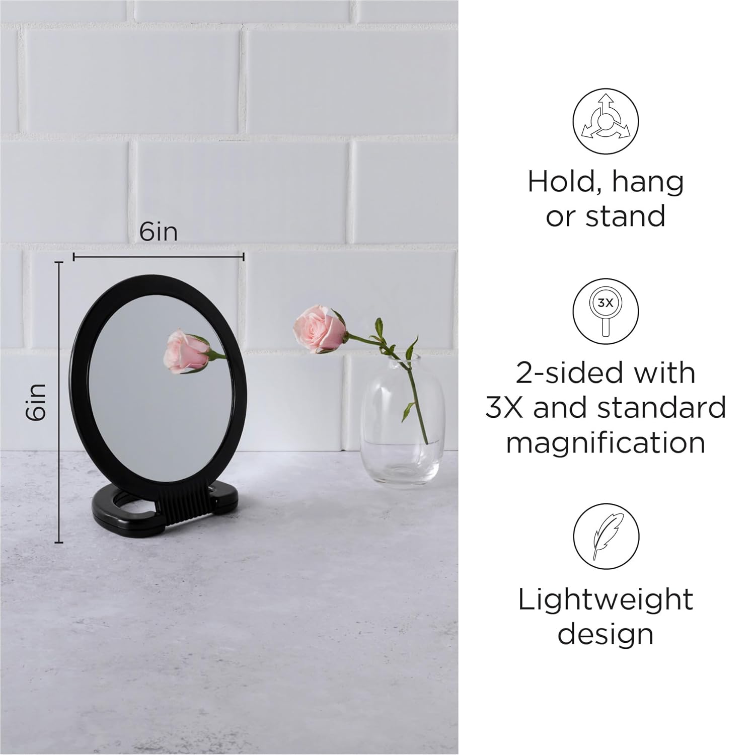Diane Hand Mirror with Stand