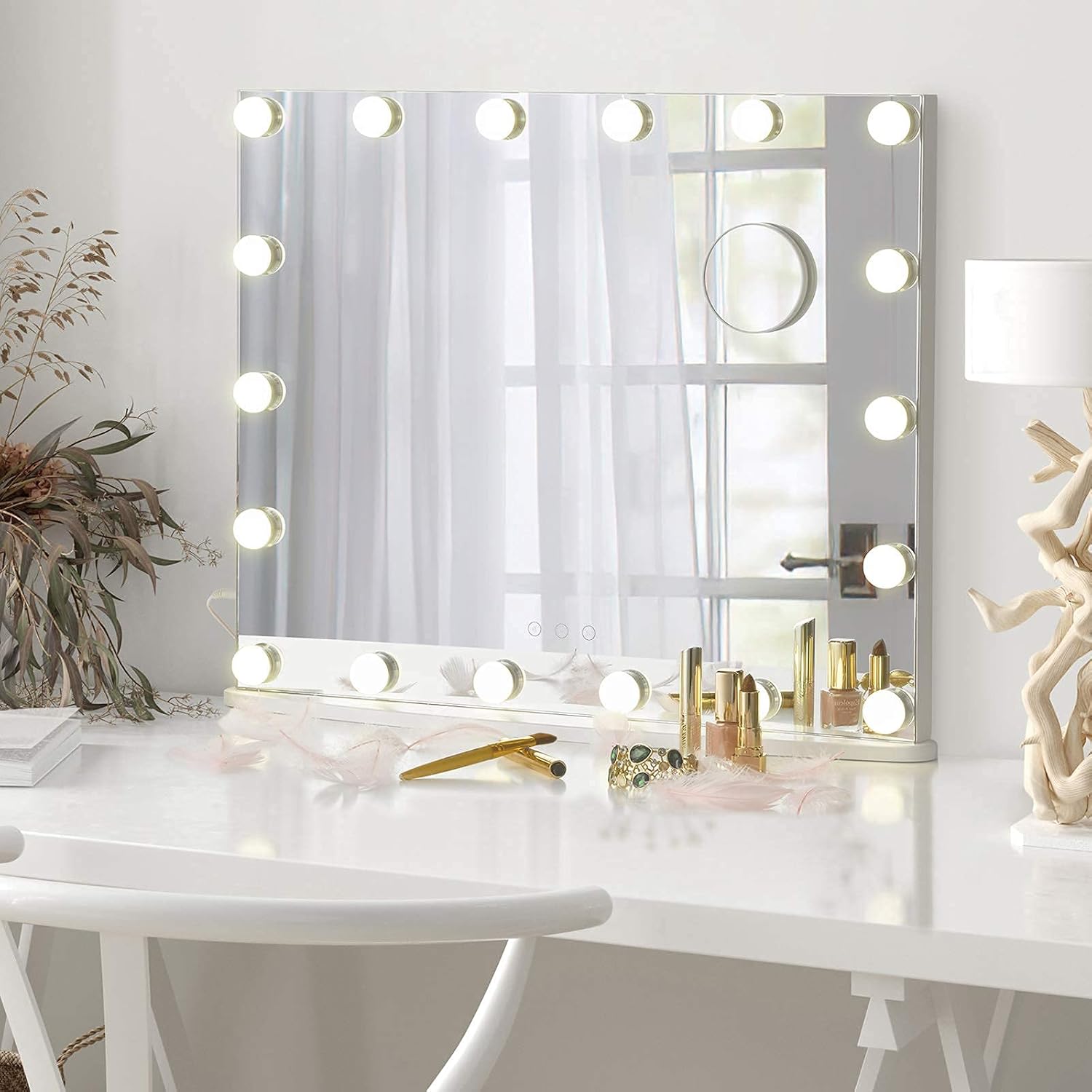 Experience Ultimate Beauty LUXFURNI Hollywood Vanity Mirror with Smart Lighting