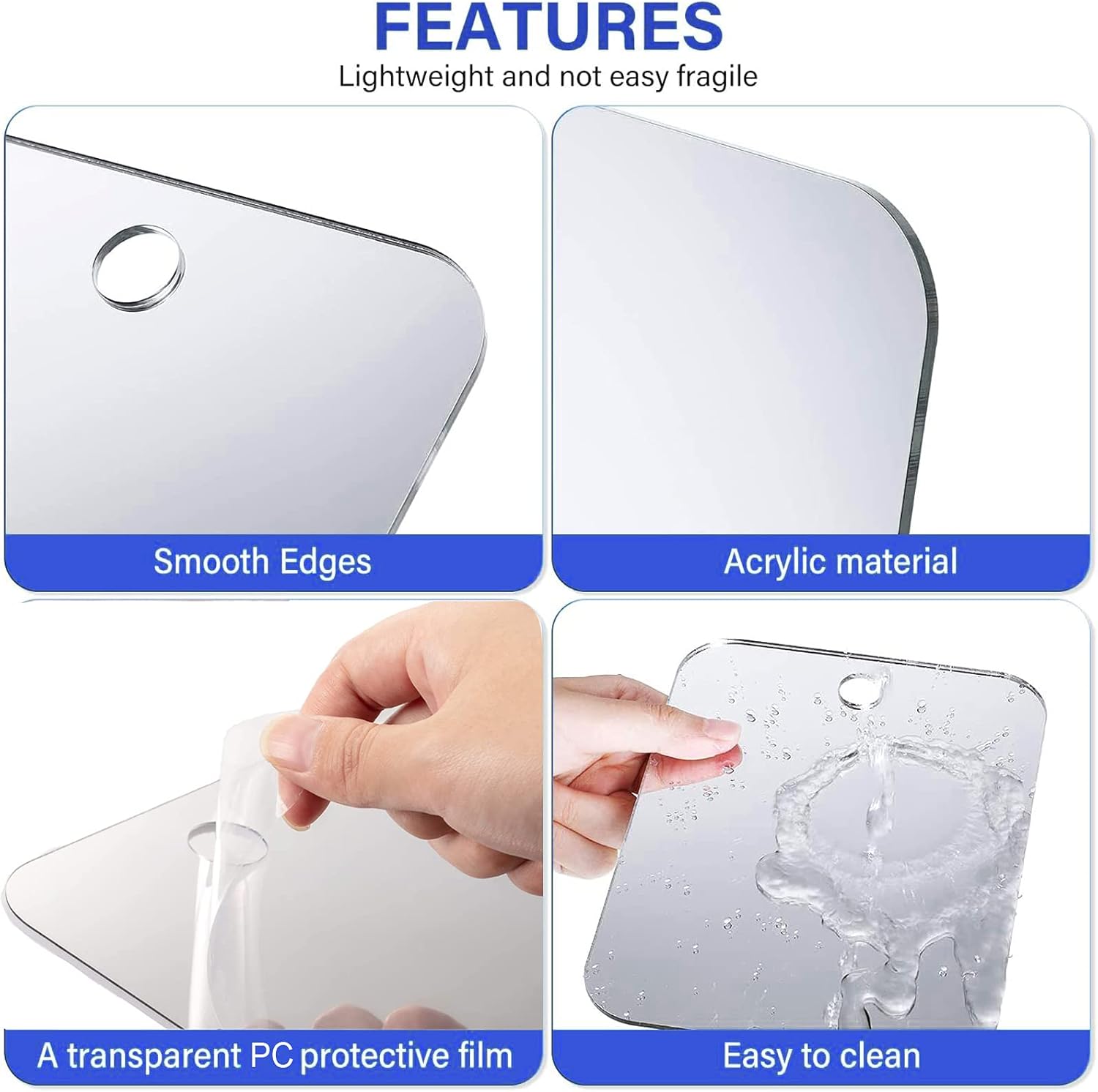 Large Fogless Shower Mirror 11x78 Inch Shatterproof