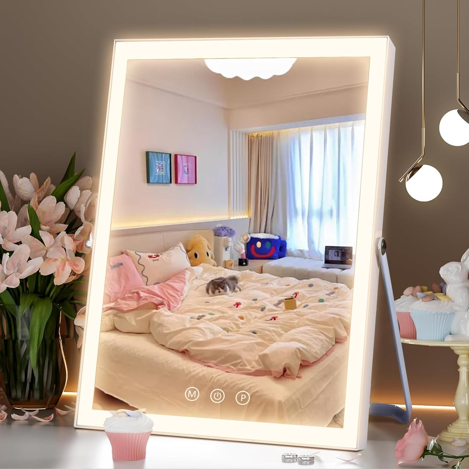 10x12 inch Lighted Makeup Mirror with Rotation and Touch Controls