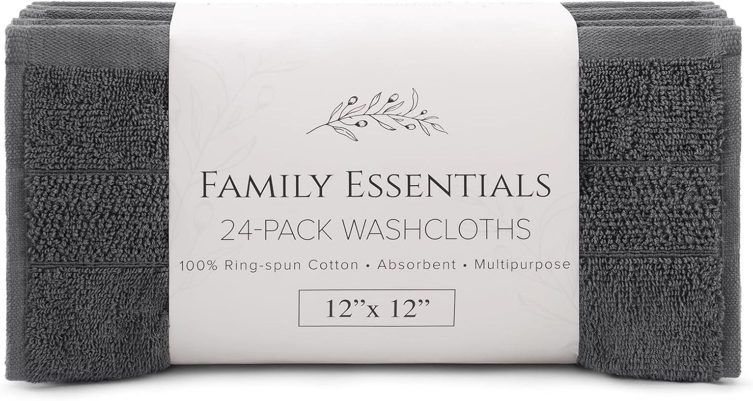 Premium Ring Spun Cotton Washcloths - Dark Grey