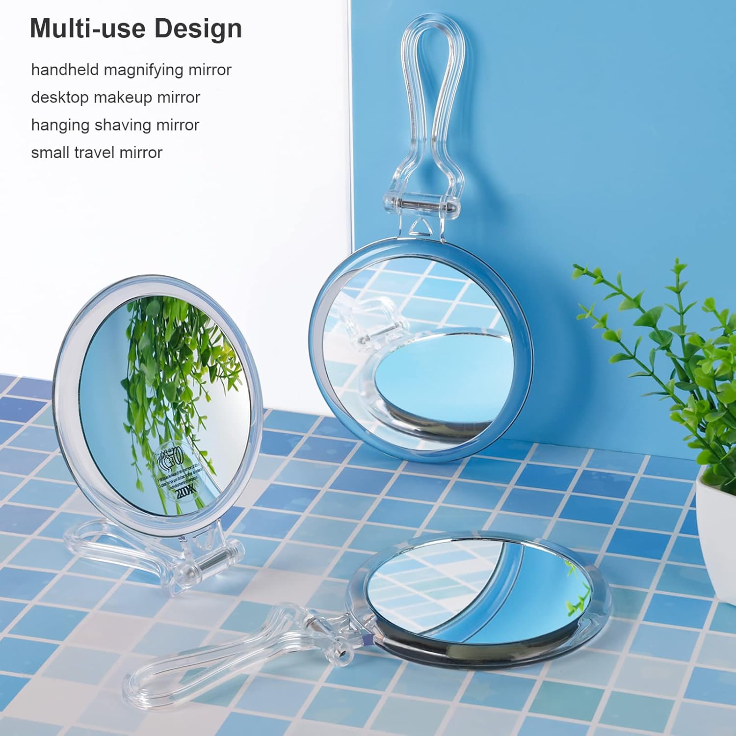 30x Magnifying Handheld Mirror with 2-Sided Adjustable Stand