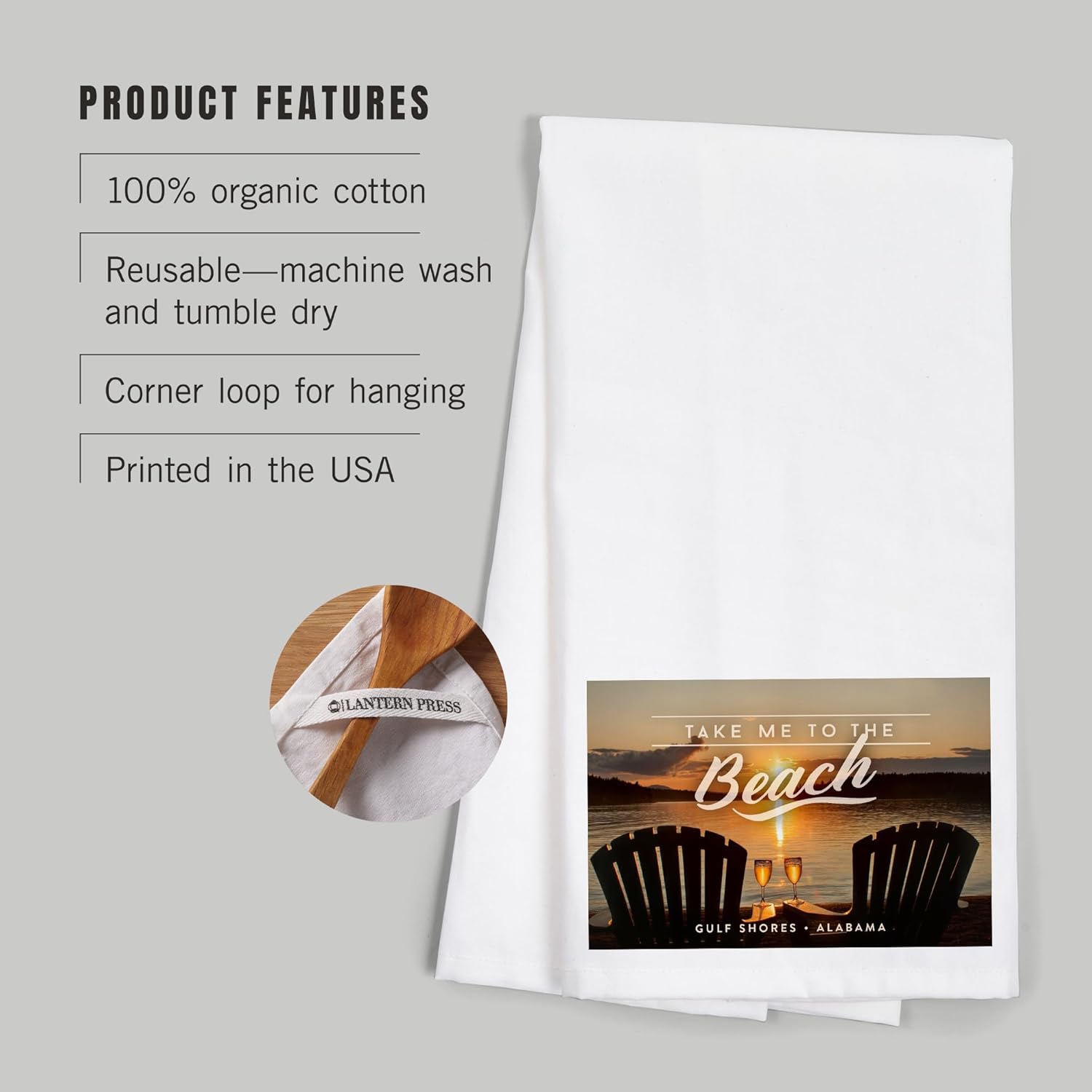 Lantern Press - Sunset View Alabama Beach Towel