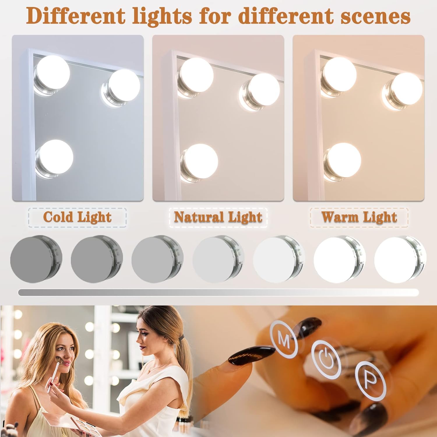 Leishe Vanity Mirror 10X with 15LED Lights 3 Modes USB Charger