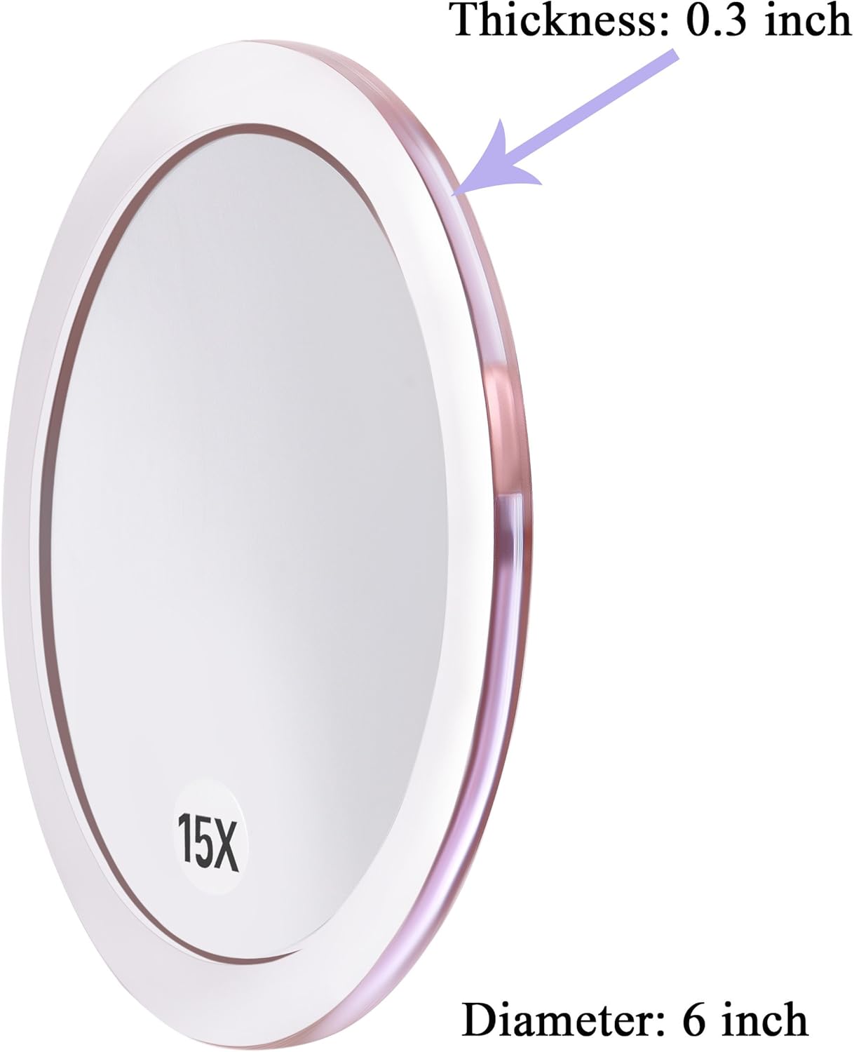 15X Precision Make-up Mirror with Rose Gold Suction Cup Mounting