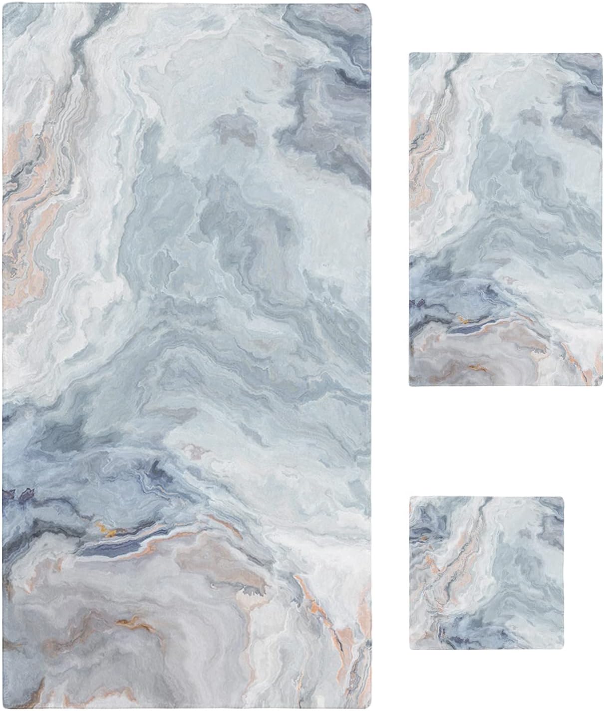 Chic Multi-Color Marble Bathroom Towels Set