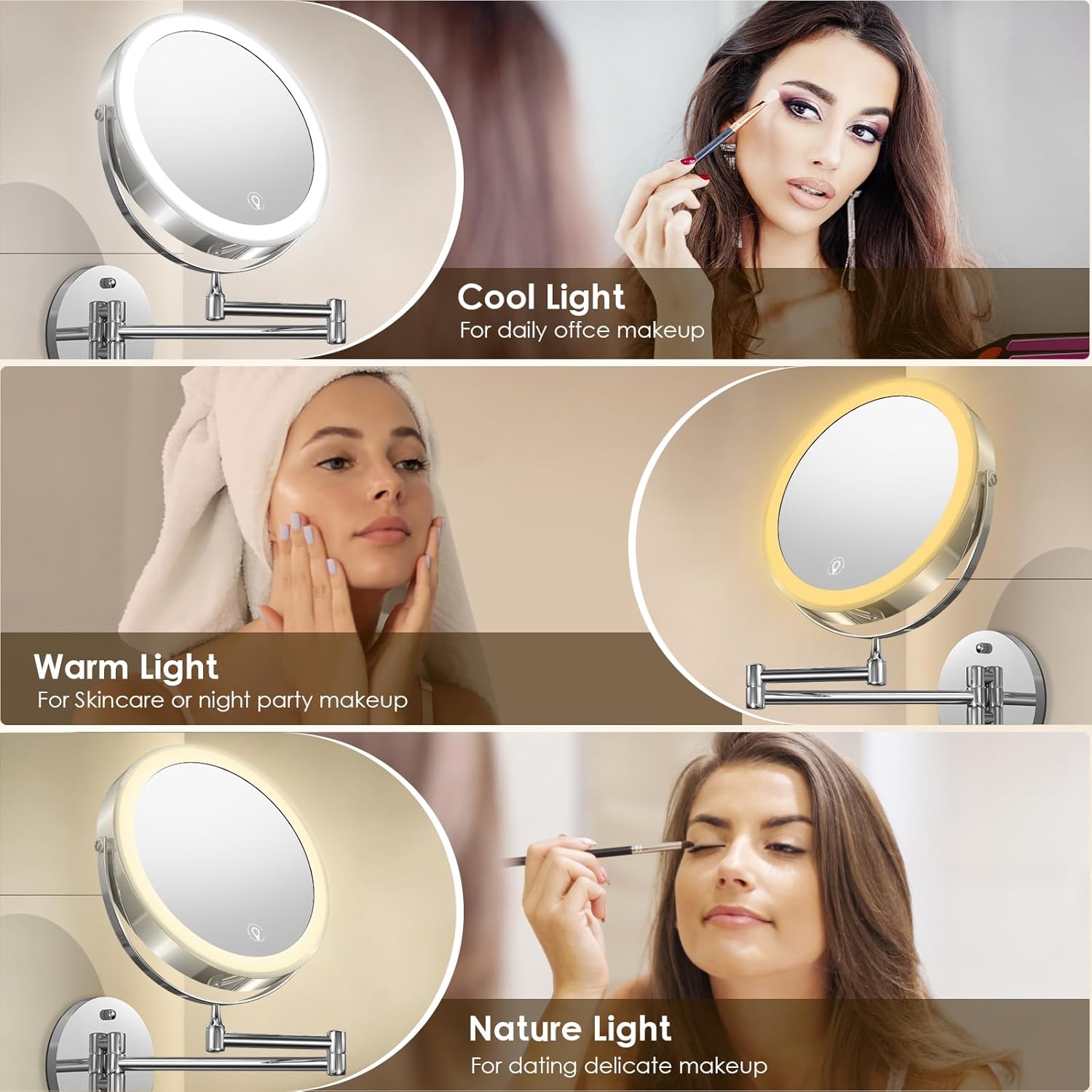 MNIENT Wall-Mounted Lighted Makeup Mirror