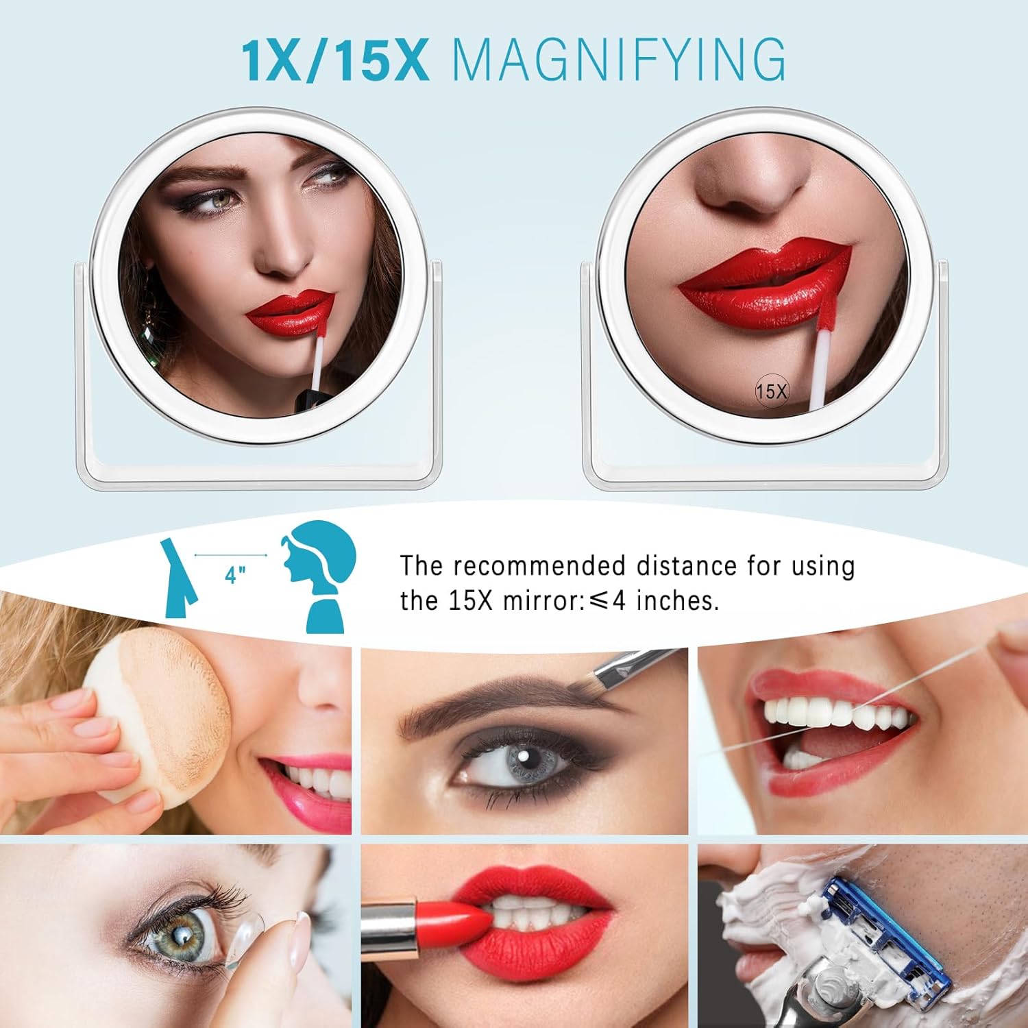 Stylish 15X Vanity Mirror for Women