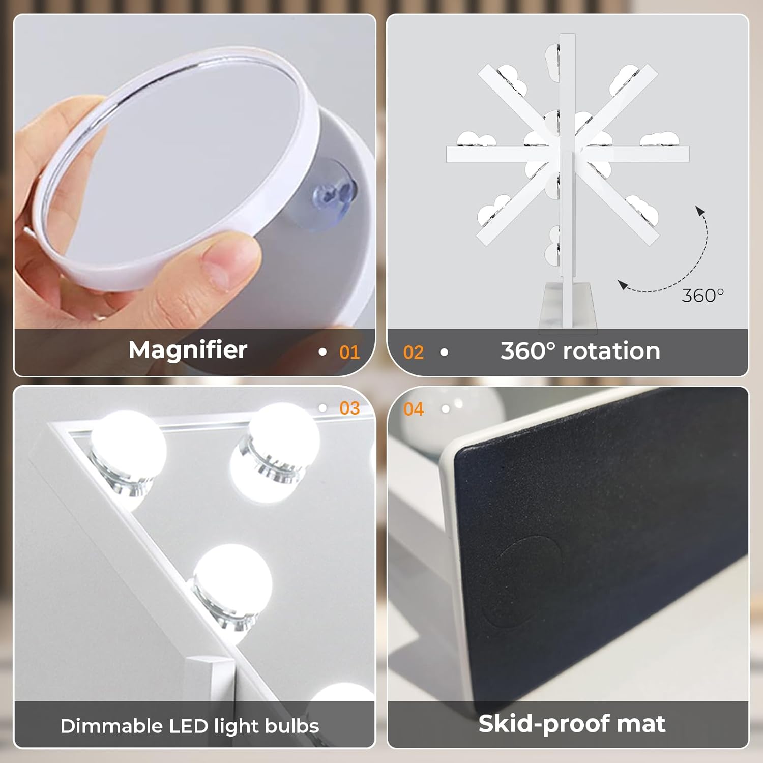 ZL ZELing Light-Up Vanity Mirror with Adjustable Magnification and Smart Touch