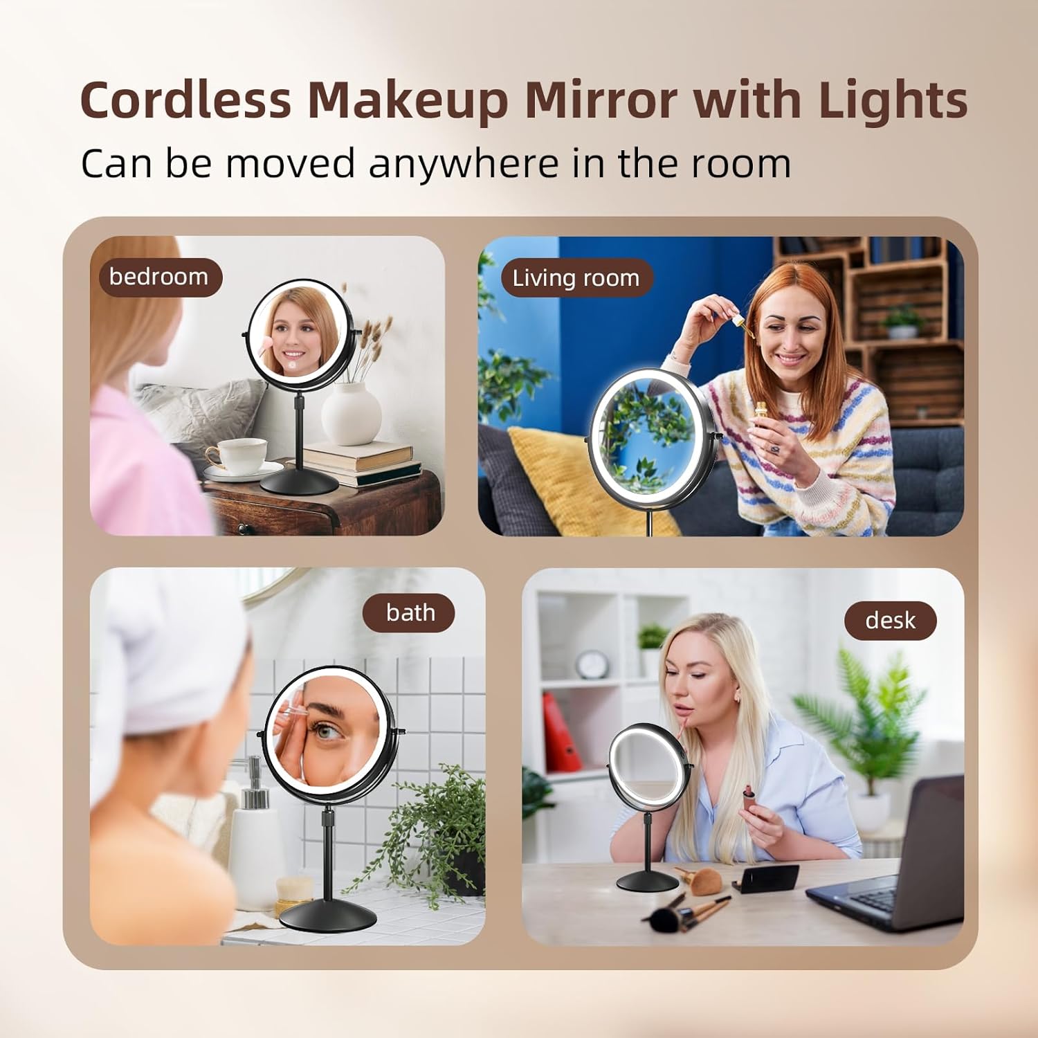 Omobolanle 8 Lightweight Makeup Mirror with LED Lights for Women