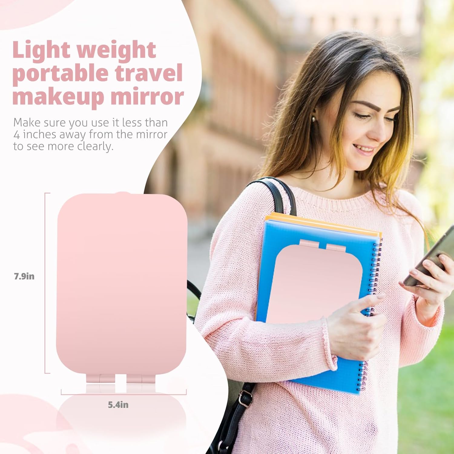 Travel Makeup Mirror with 3 Lighting Modes