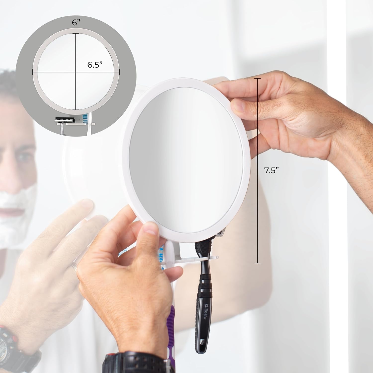 Adjustable Fog-Free Shower Mirror for Beards Mens Facial Hair