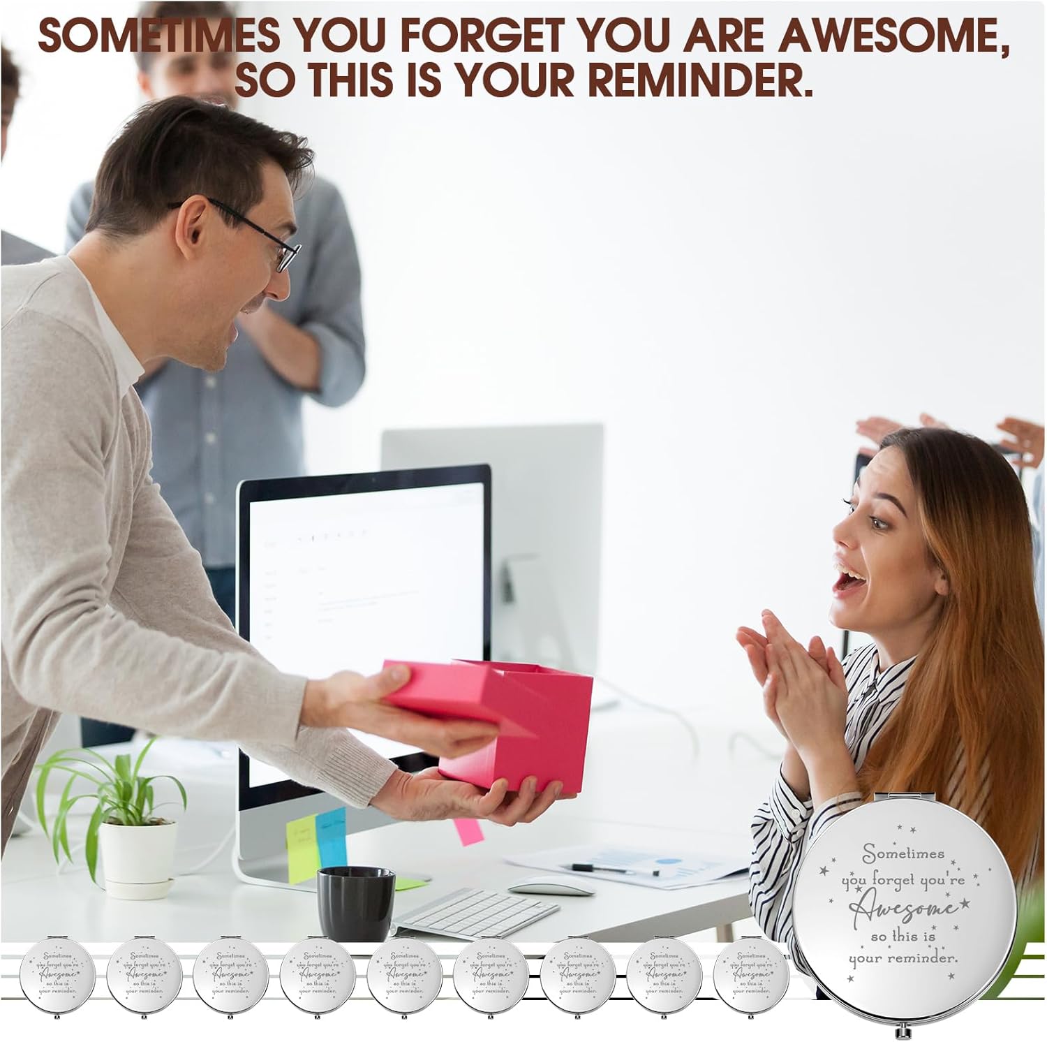 Roowest 10-pcs Inspirational Compact Mirror