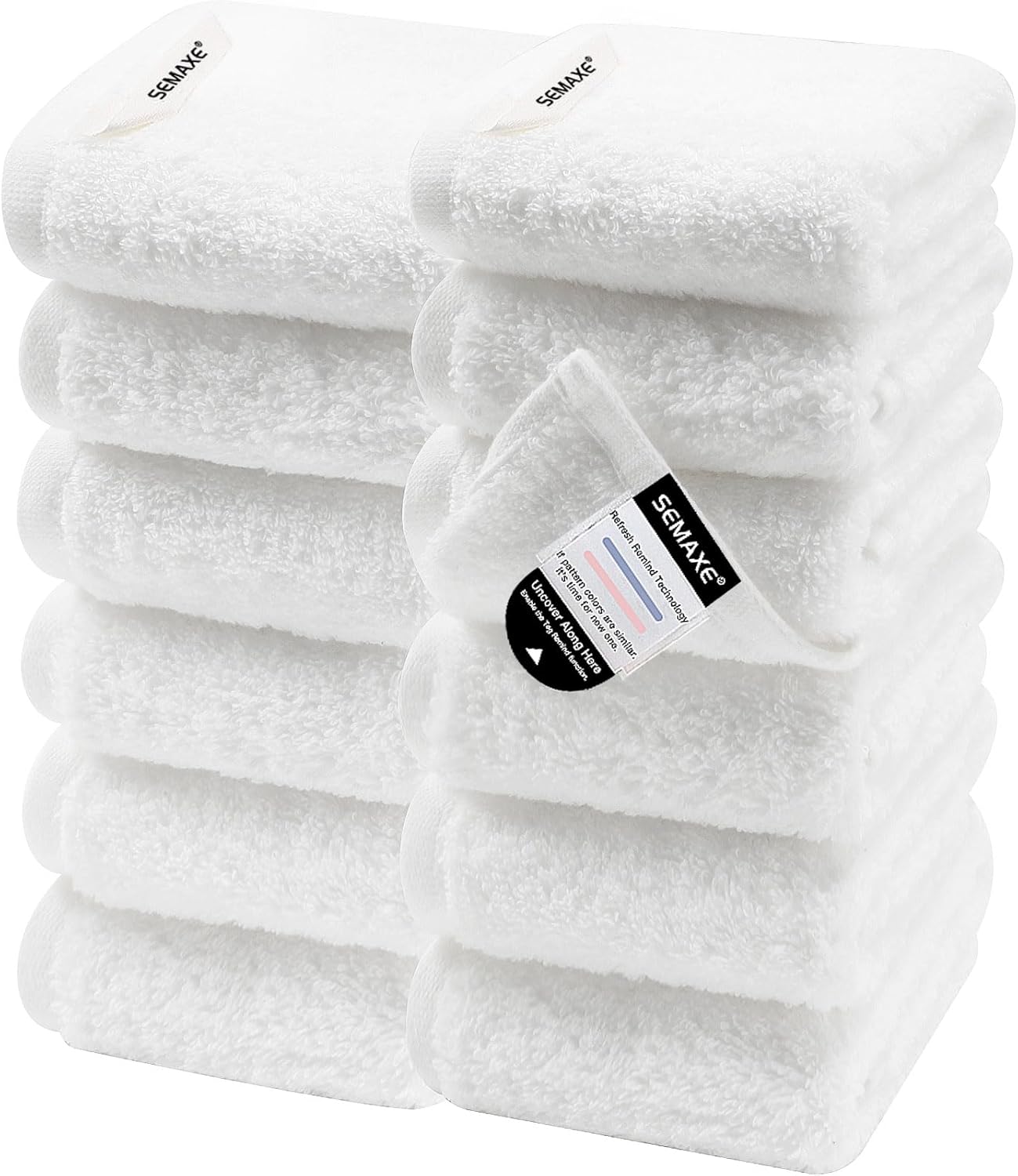 SEMAXE White Washcloth Set 12 Pc 100 Cotton
