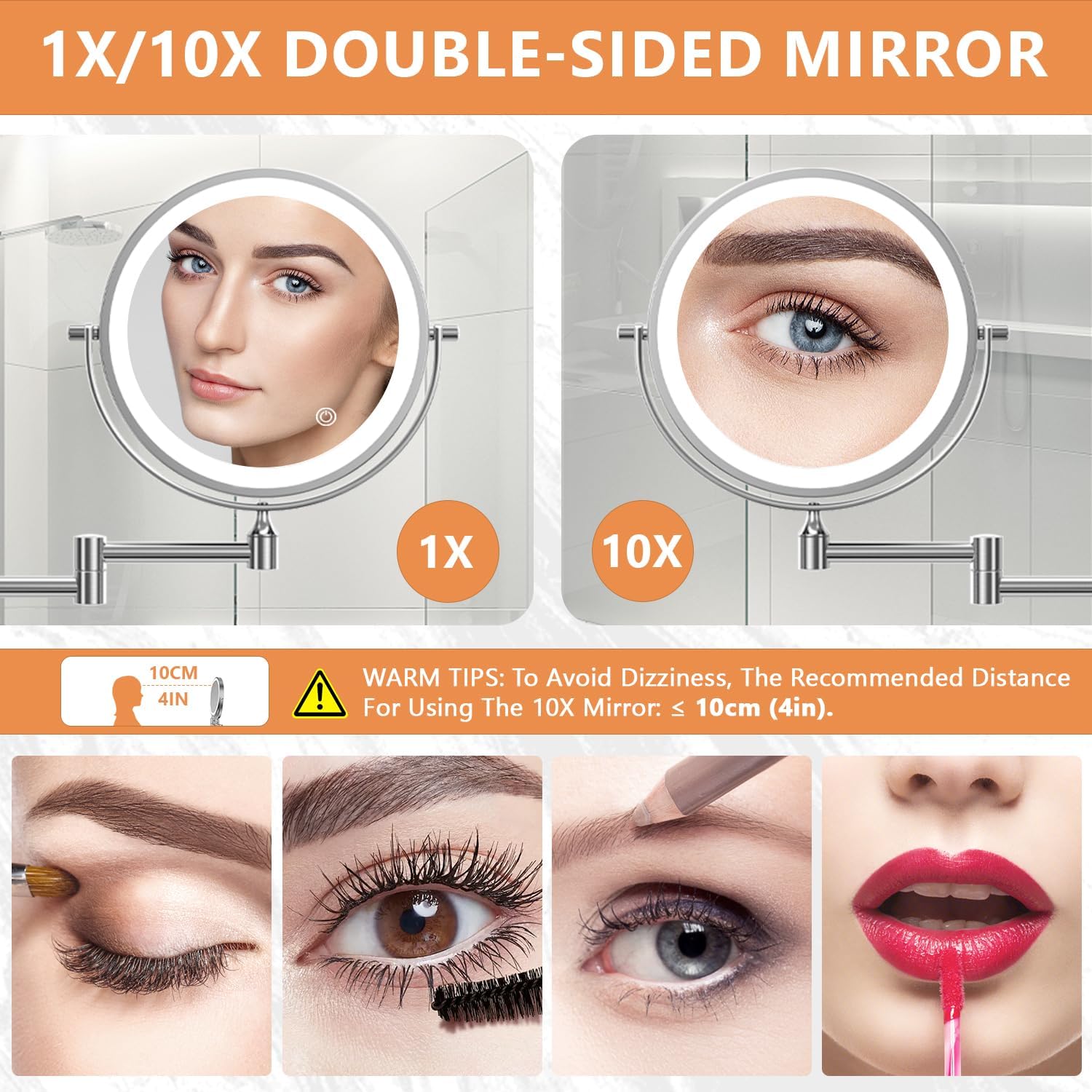 auxmir wall mounted makeup mirror