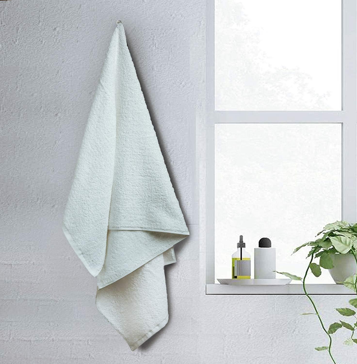 BIOLINEN White Cotton Bath Towel Set of 6