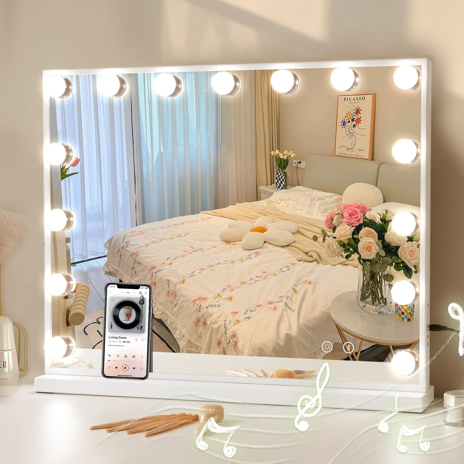 Cooleen 15-LED Vanity Mirror with Bluetooth USB Charging