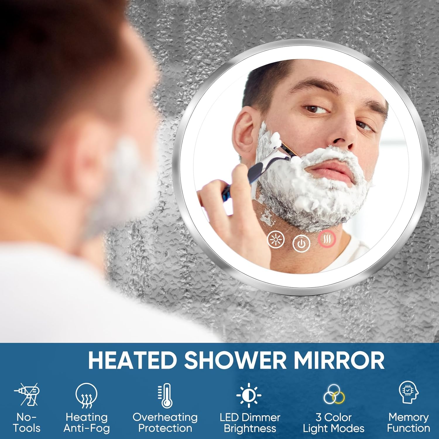 KEDSUM Heated Shower Mirror fogless 360 Swivel Rechargeable Glass for Shaving