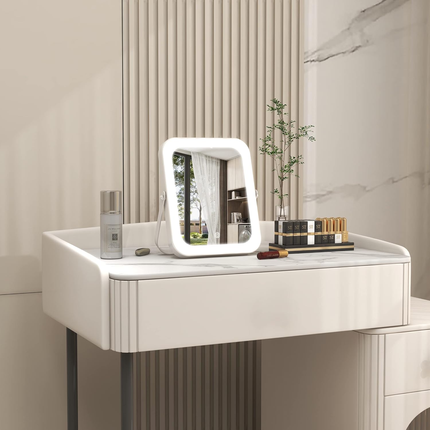 8x10 Lighted Vanity Mirror with Smart Dimming Stylish Design for Makeup