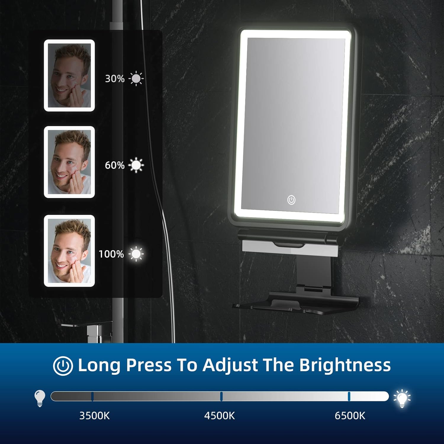 Fog-Free Shaving Mirror with Squeegee