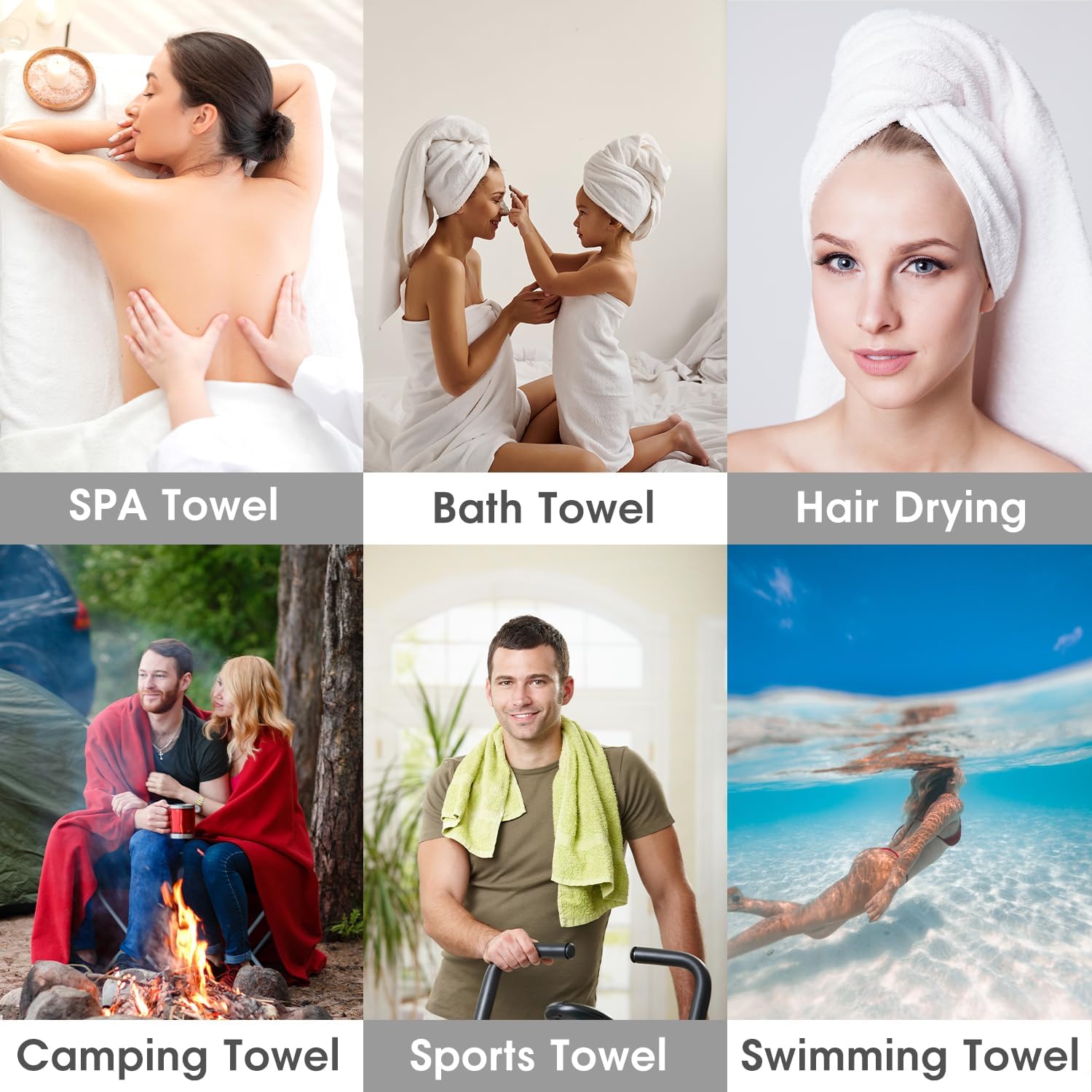JML Microfiber Bath Towels - Oversized Soft Fast-Drying