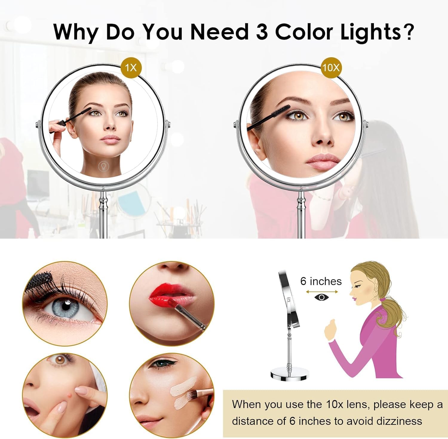 Lighted Makeup Mirror Charged