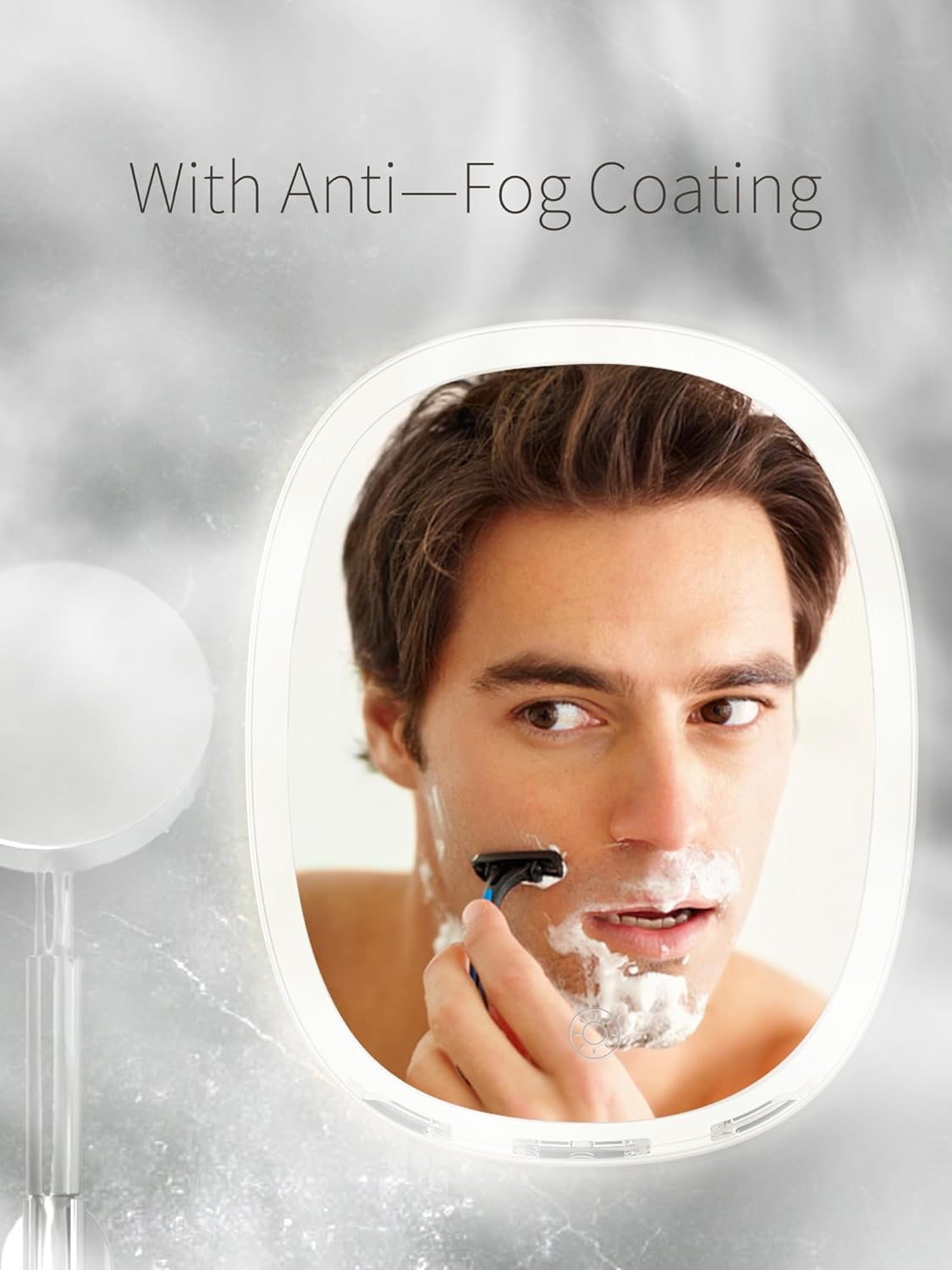 Fogless Wipe-Free LED Shower Mirror for Shaving